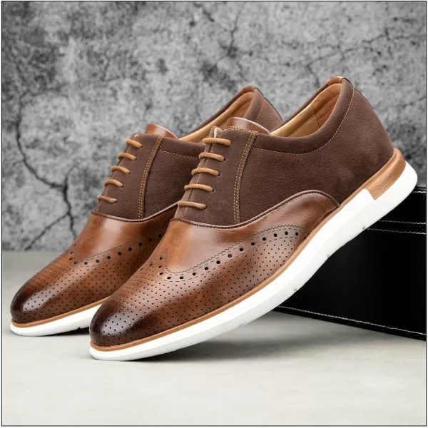 JITAI Mens Casual Oxford Dress Shoes Classic Modern Business Laceup Wingtip ShoesBrown04