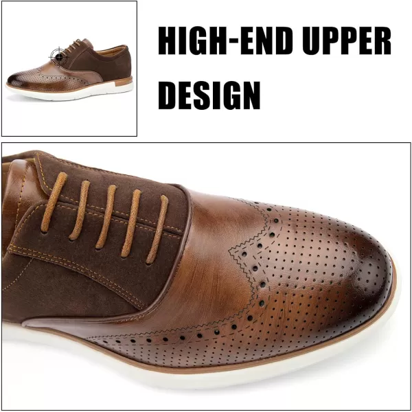 JITAI Mens Casual Oxford Dress Shoes Classic Modern Business Laceup Wingtip ShoesBrown04