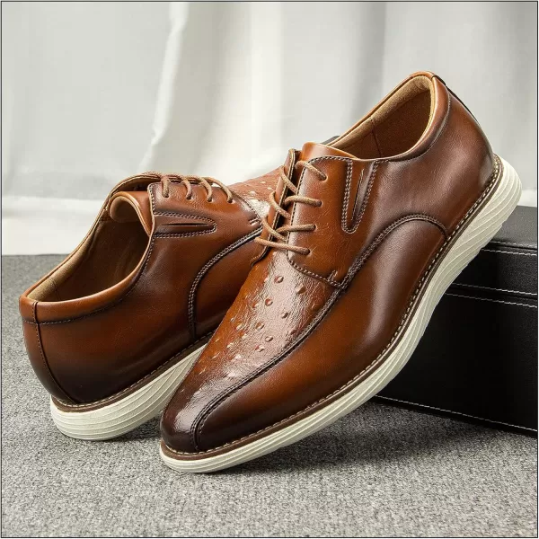 JITAI Mens Casual Oxford Dress Shoes Classic Modern Business Laceup Wingtip ShoesBrown05