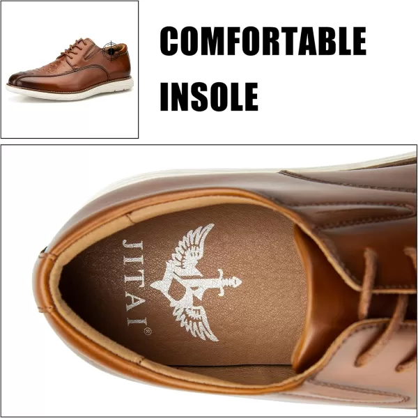JITAI Mens Casual Oxford Dress Shoes Classic Modern Business Laceup Wingtip ShoesBrown05