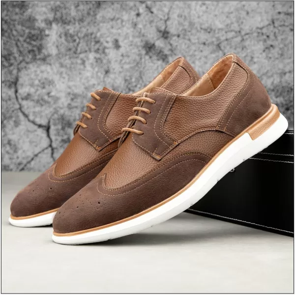 JITAI Mens Casual Oxford Dress Shoes Classic Modern Business Laceup Wingtip ShoesBrown06