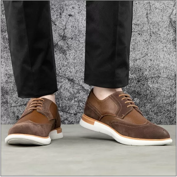 JITAI Mens Casual Oxford Dress Shoes Classic Modern Business Laceup Wingtip ShoesBrown06