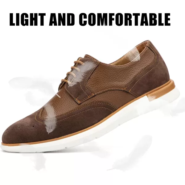 JITAI Mens Casual Oxford Dress Shoes Classic Modern Business Laceup Wingtip ShoesBrown06