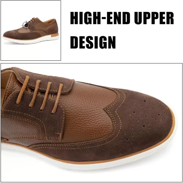 JITAI Mens Casual Oxford Dress Shoes Classic Modern Business Laceup Wingtip ShoesBrown06