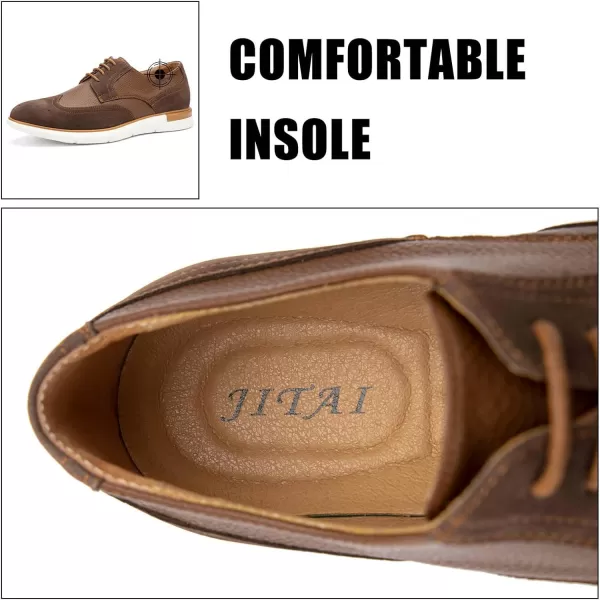 JITAI Mens Casual Oxford Dress Shoes Classic Modern Business Laceup Wingtip ShoesBrown06