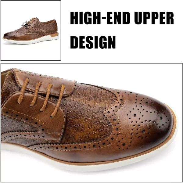 JITAI Mens Casual Oxford Dress Shoes Classic Modern Business Laceup Wingtip ShoesBrown09