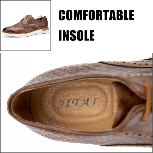JITAI Mens Casual Oxford Dress Shoes Classic Modern Business Laceup Wingtip ShoesBrown09