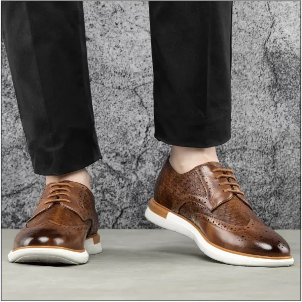 JITAI Mens Casual Oxford Dress Shoes Classic Modern Business Laceup Wingtip ShoesBrown09