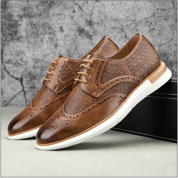 JITAI Mens Casual Oxford Dress Shoes Classic Modern Business Laceup Wingtip ShoesBrown09