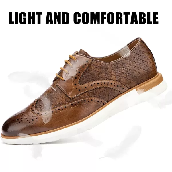 JITAI Mens Casual Oxford Dress Shoes Classic Modern Business Laceup Wingtip ShoesBrown09