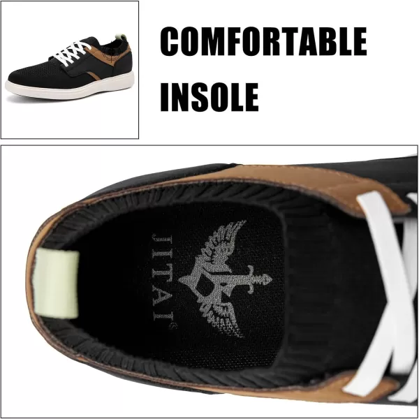 JITAI Mens Dress Sneakers Oxfords Casual Business Shoes Fashion Comfortable Walking ShoesBlack06