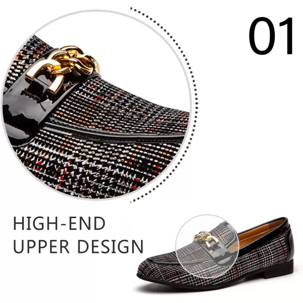 JITAI Mens Leather Shoes Pattern Printing Mens Dress Loafer Shoes Slipon Casual Loafer Smoking SlipperBlack02