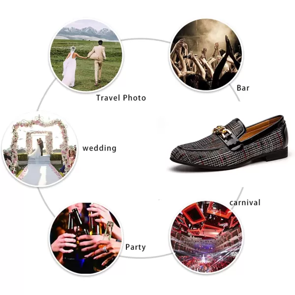 JITAI Mens Leather Shoes Pattern Printing Mens Dress Loafer Shoes Slipon Casual Loafer Smoking SlipperBlack02