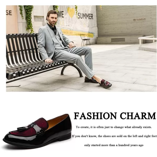 JITAI Mens Leather Shoes Pattern Printing Mens Dress Loafer Shoes Slipon Casual Loafer Smoking SlipperBlack04
