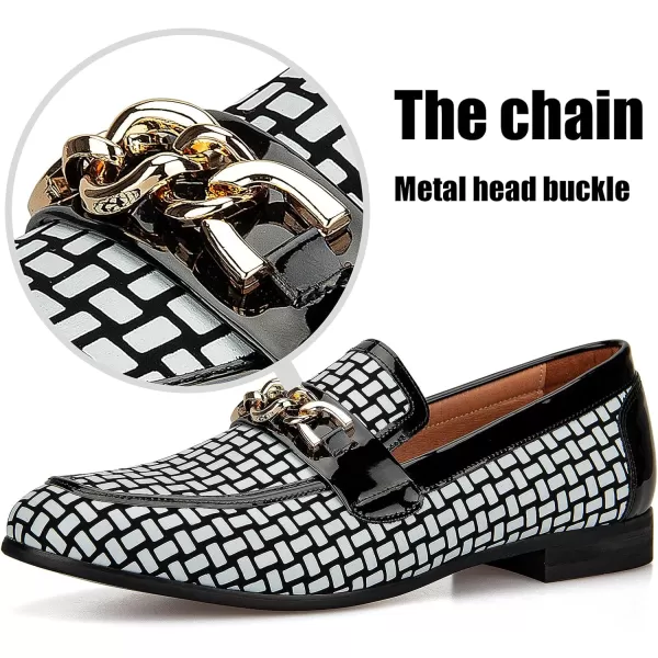 JITAI Mens Leather Shoes Pattern Printing Mens Dress Loafer Shoes Slipon Casual Loafer Smoking SlipperBlack08