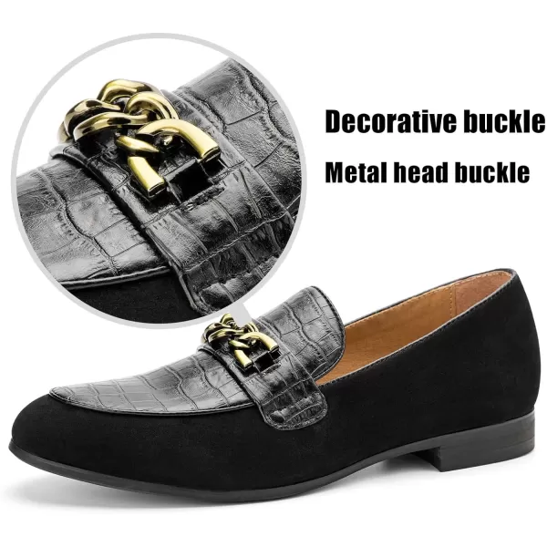JITAI Mens Leather Shoes Pattern Printing Mens Dress Loafer Shoes Slipon Casual Loafer Smoking SlipperBlack11