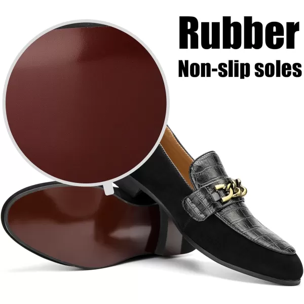 JITAI Mens Leather Shoes Pattern Printing Mens Dress Loafer Shoes Slipon Casual Loafer Smoking SlipperBlack11