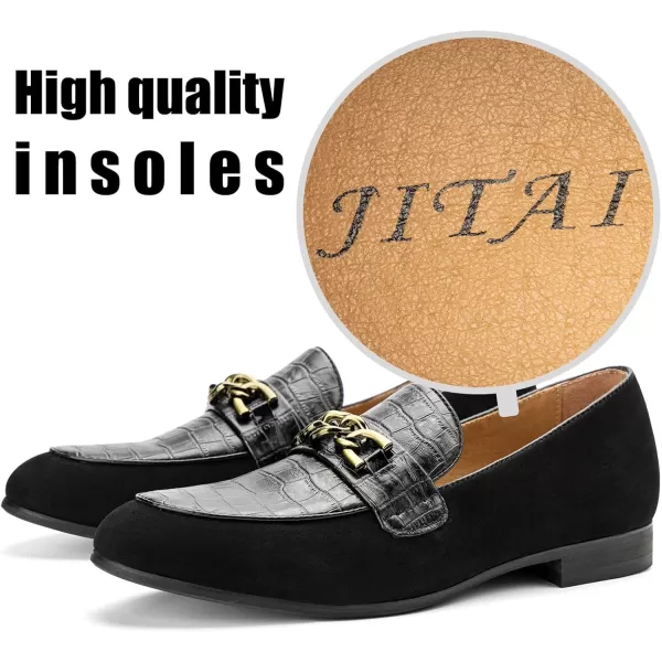 JITAI Mens Leather Shoes Pattern Printing Mens Dress Loafer Shoes Slipon Casual Loafer Smoking SlipperBlack11