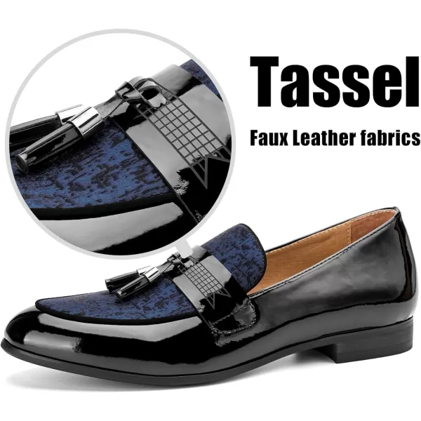 JITAI Mens Leather Shoes Pattern Printing Mens Dress Loafer Shoes Slipon Casual Loafer Smoking SlipperBlue13