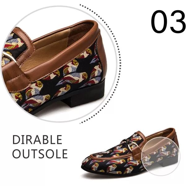 JITAI Mens Leather Shoes Pattern Printing Mens Dress Loafer Shoes Slipon Casual Loafer Smoking SlipperBrown06