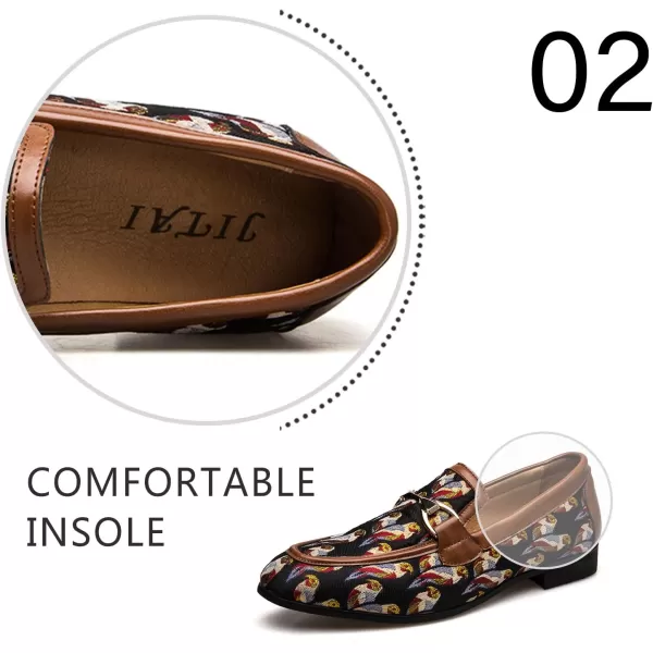 JITAI Mens Leather Shoes Pattern Printing Mens Dress Loafer Shoes Slipon Casual Loafer Smoking SlipperBrown06