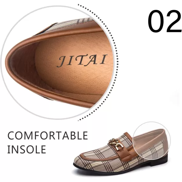 JITAI Mens Leather Shoes Pattern Printing Mens Dress Loafer Shoes Slipon Casual Loafer Smoking SlipperBrown07