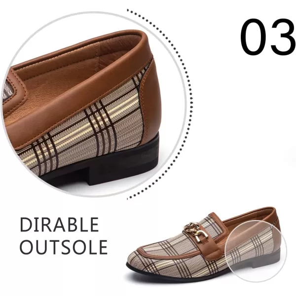 JITAI Mens Leather Shoes Pattern Printing Mens Dress Loafer Shoes Slipon Casual Loafer Smoking SlipperBrown07