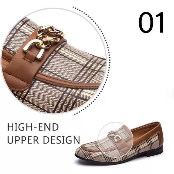 JITAI Mens Leather Shoes Pattern Printing Mens Dress Loafer Shoes Slipon Casual Loafer Smoking SlipperBrown07
