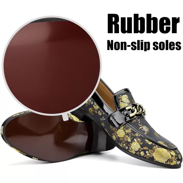 JITAI Mens Leather Shoes Pattern Printing Mens Dress Loafer Shoes Slipon Casual Loafer Smoking SlipperGold10