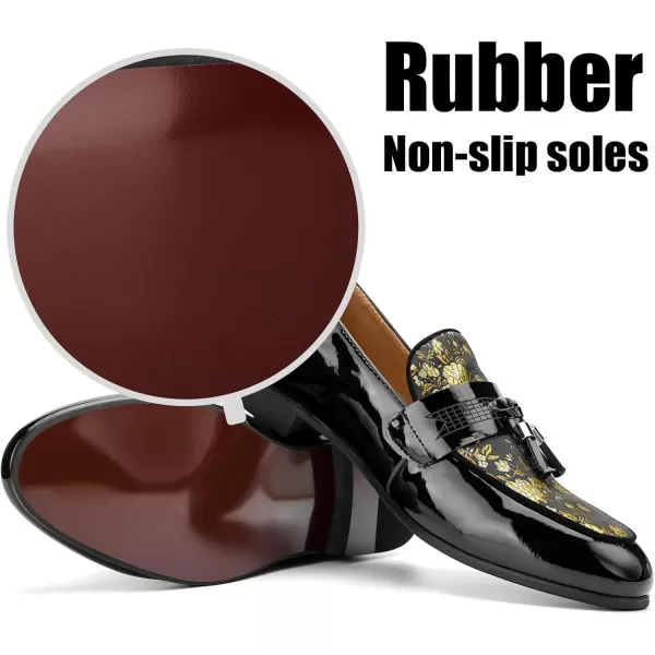 JITAI Mens Leather Shoes Pattern Printing Mens Dress Loafer Shoes Slipon Casual Loafer Smoking SlipperGold12