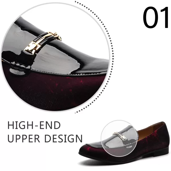 JITAI Mens Leather Shoes Pattern Printing Mens Dress Loafer Shoes Slipon Casual Loafer Smoking SlipperRed05