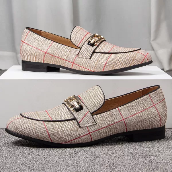 JITAI Mens Leather Shoes Pattern Printing Mens Dress Loafer Shoes Slipon Casual Loafer Smoking SlipperWhite01