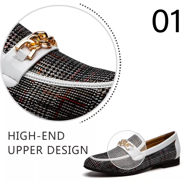 JITAI Mens Leather Shoes Pattern Printing Mens Dress Loafer Shoes Slipon Casual Loafer Smoking SlipperWhite03