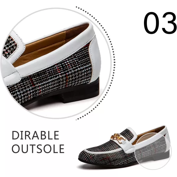 JITAI Mens Leather Shoes Pattern Printing Mens Dress Loafer Shoes Slipon Casual Loafer Smoking SlipperWhite03