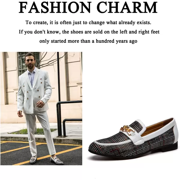 JITAI Mens Leather Shoes Pattern Printing Mens Dress Loafer Shoes Slipon Casual Loafer Smoking SlipperWhite03