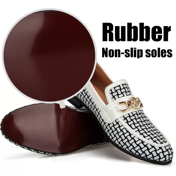 JITAI Mens Leather Shoes Pattern Printing Mens Dress Loafer Shoes Slipon Casual Loafer Smoking SlipperWhite09
