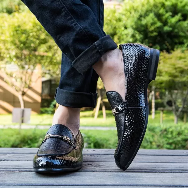JITAI Mens Lindford Moc Toe Bit Slipon Penny Loafer Party ShoesBlack03