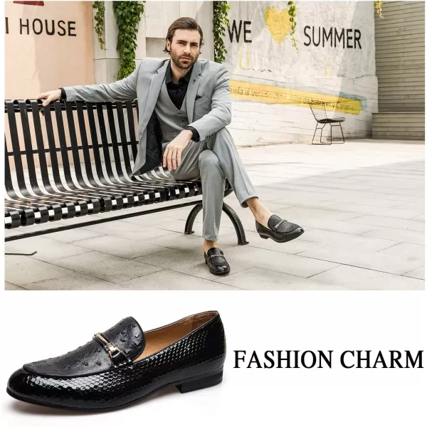 JITAI Mens Lindford Moc Toe Bit Slipon Penny Loafer Party ShoesBlack03
