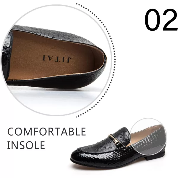 JITAI Mens Lindford Moc Toe Bit Slipon Penny Loafer Party ShoesBlack03
