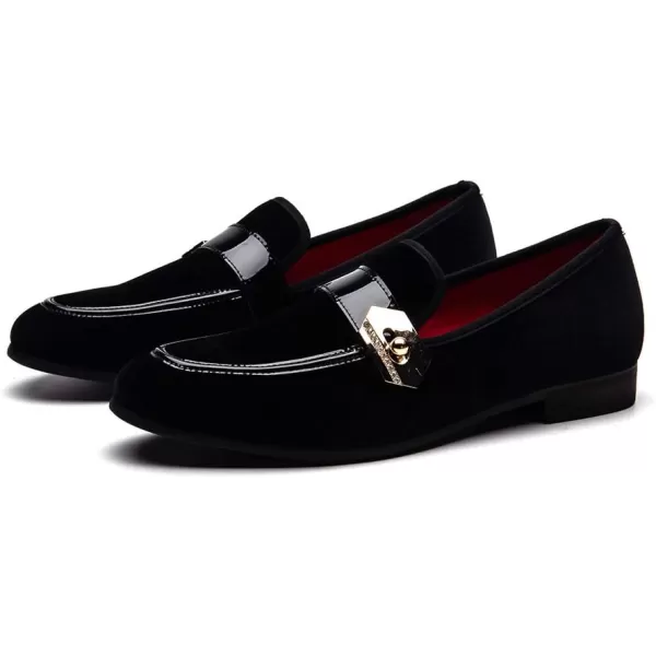 JITAI Mens Lindford Moc Toe Bit Slipon Penny Loafer Party ShoesBlackButton