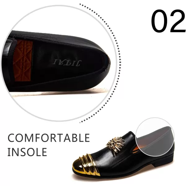 JITAI Mens Lindford Moc Toe Bit Slipon Penny Loafer Party ShoesBlackSun