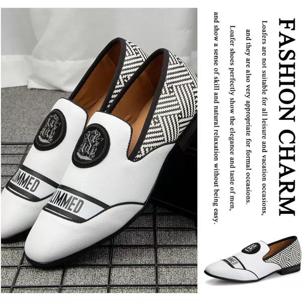 JITAI Mens Lindford Moc Toe Bit Slipon Penny Loafer Party ShoesWhite05