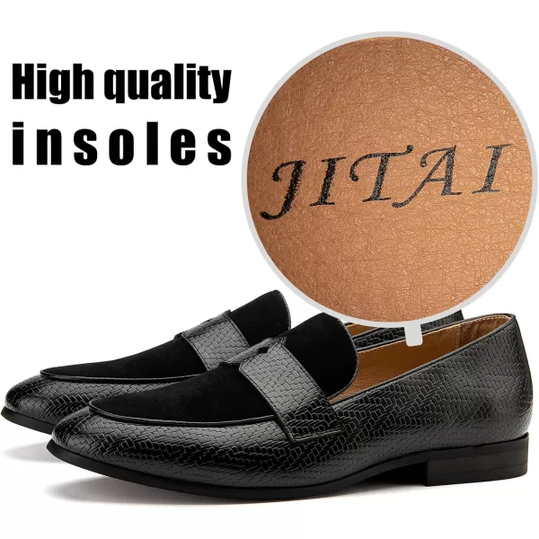 JITAI Mens Loafers Shoes Pattern Printing Mens Dress Loafer Shoes Slipon Casual Loafer Smoking SlipperBlack14