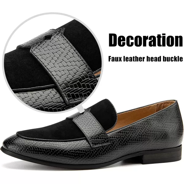 JITAI Mens Loafers Shoes Pattern Printing Mens Dress Loafer Shoes Slipon Casual Loafer Smoking SlipperBlack14
