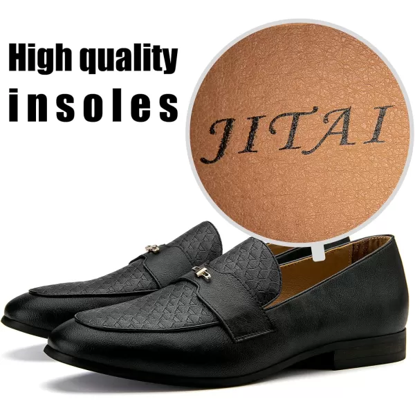 JITAI Mens Loafers Shoes Pattern Printing Mens Dress Loafer Shoes Slipon Casual Loafer Smoking SlipperBlack17