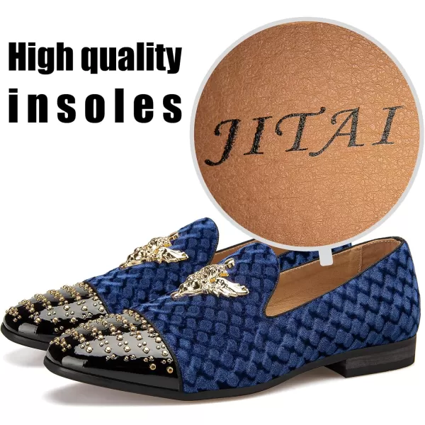 JITAI Mens Loafers Shoes Pattern Printing Mens Dress Loafer Shoes Slipon Casual Loafer Smoking SlipperBlue11