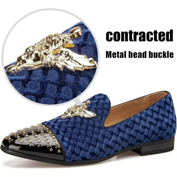 JITAI Mens Loafers Shoes Pattern Printing Mens Dress Loafer Shoes Slipon Casual Loafer Smoking SlipperBlue11