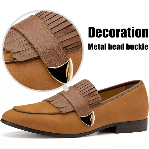 JITAI Mens Loafers Shoes Pattern Printing Mens Dress Loafer Shoes Slipon Casual Loafer Smoking SlipperBrown16