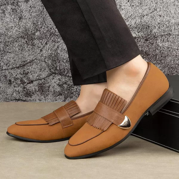 JITAI Mens Loafers Shoes Pattern Printing Mens Dress Loafer Shoes Slipon Casual Loafer Smoking SlipperBrown16