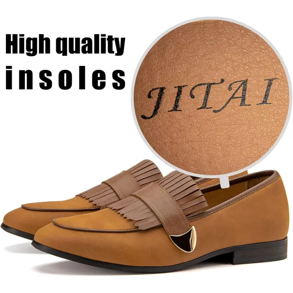 JITAI Mens Loafers Shoes Pattern Printing Mens Dress Loafer Shoes Slipon Casual Loafer Smoking SlipperBrown16